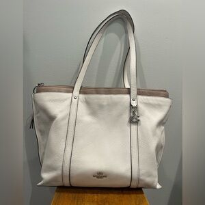 Coach Cream Vintage Soft Leather Multi Compartment Tote Bag